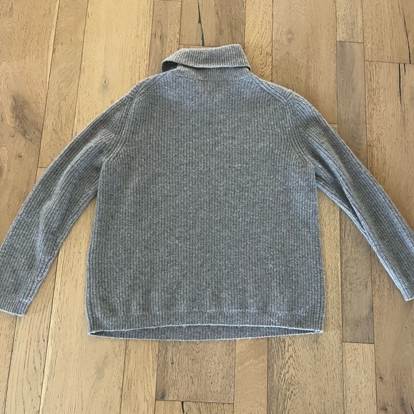 Quince heather grey Mongolian cashmere fisherman turtleneck sweater - Picture 3 of 4